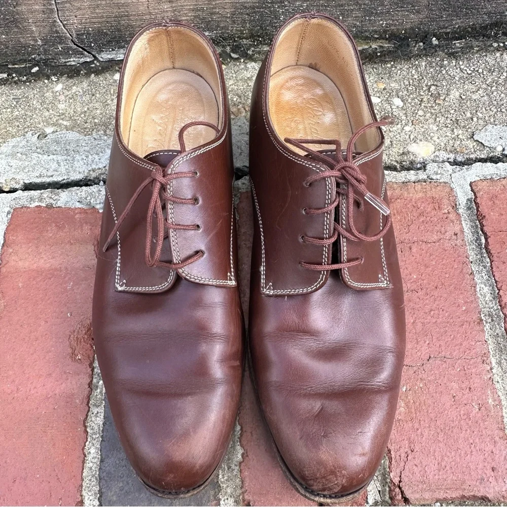 Paraboot Made in France Cognac Lace Up Leather Dress Shoes UK 6.5K EU40 US 7.5